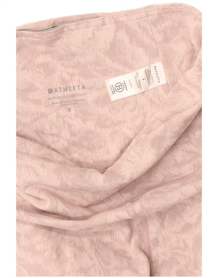 Athleta Womens abstrakt mønster Leggings UK 8 Small Pink Nylon