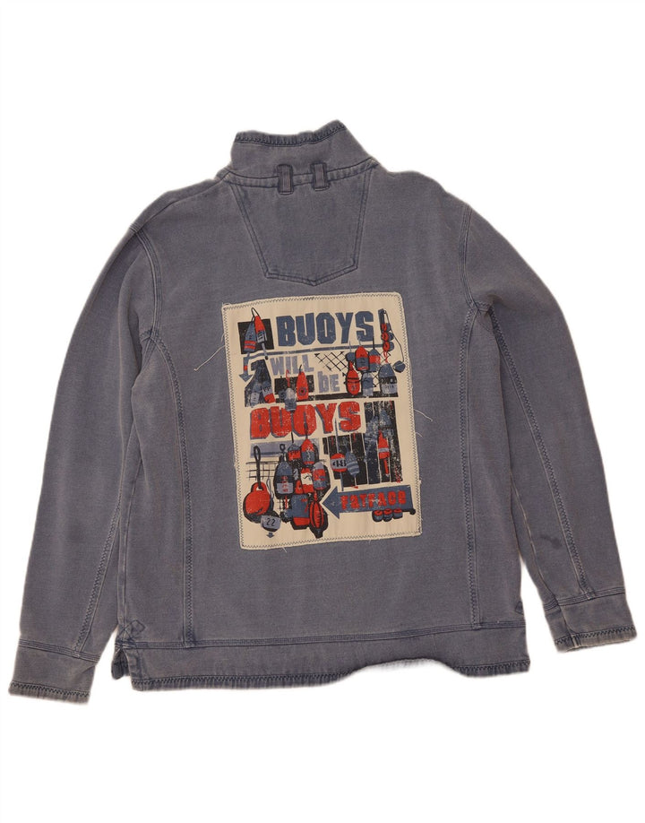 Fat Face Herre Zip Neck Sweatshirt Jumper Stor Blå Bomuld