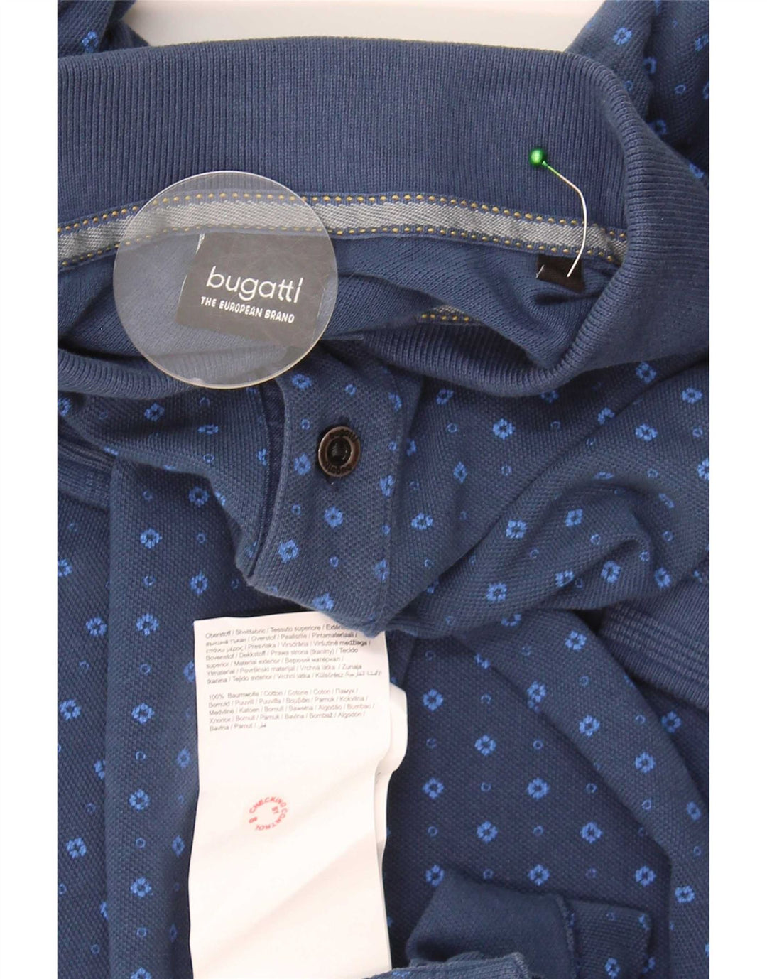Bugatti herre poloshirt Medium blå plettet bomuld