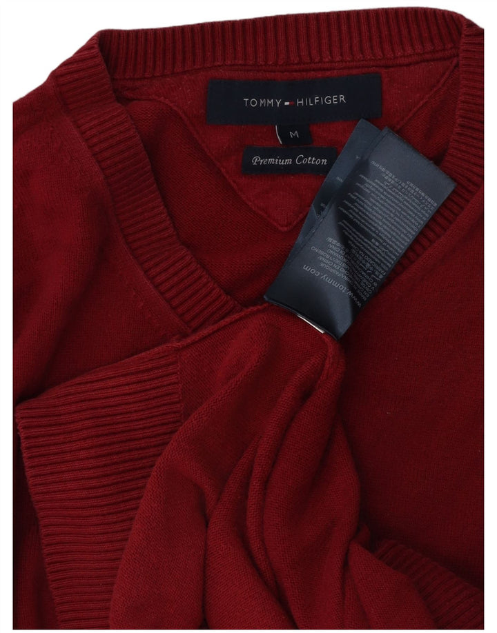 TOMMY HILFIGER Herre V-hals sweater Medium rød bomuld