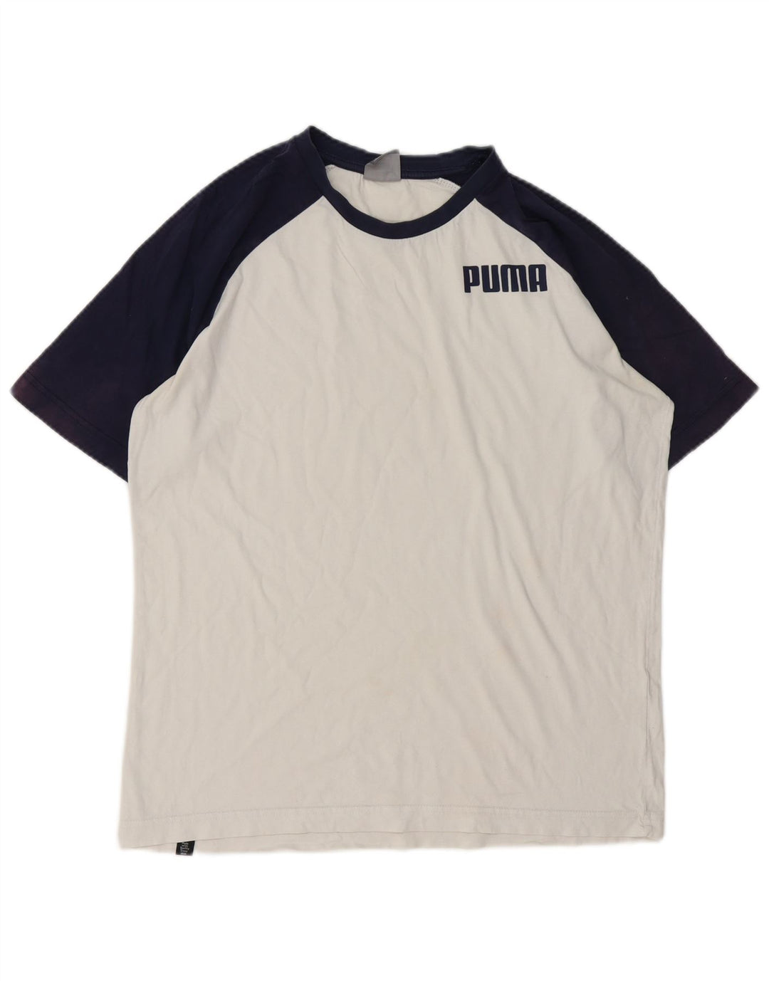 Puma Herre T-Shirt Top Lille Hvid Colourblock Bomuld