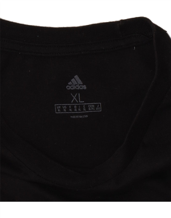 ADIDAS Mens T-Shirt Top XL Black Cotton Vintage Adidas and Second-Hand Adidas from Messina Hembry 