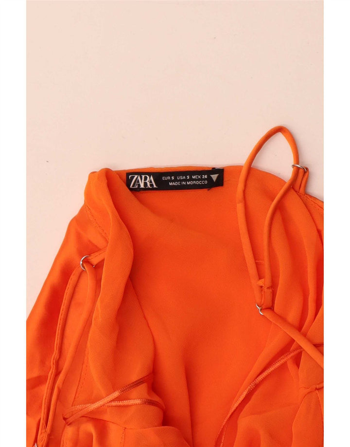 Zara Dame Slip Dress UK 8 Small Orange Polyester