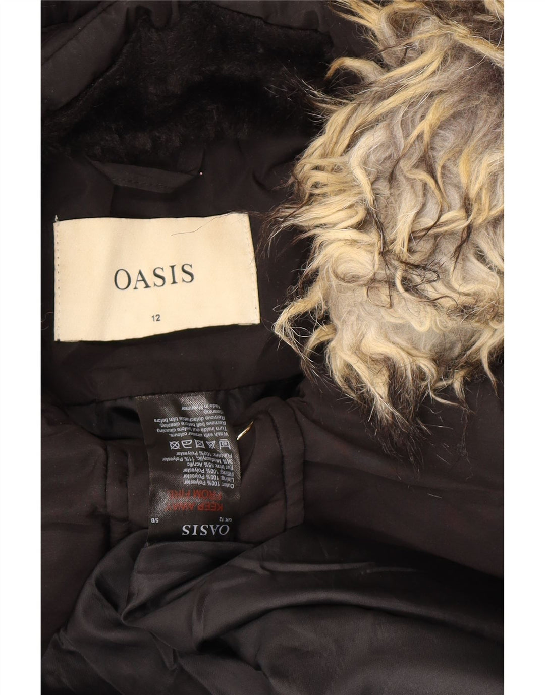 OASIS Polstret frakke med hætte til kvinder UK 12 Medium Sort Polyester