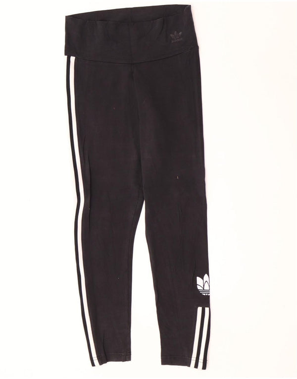 Adidas Dame Leggings UK 12 Medium Sort Bomuld