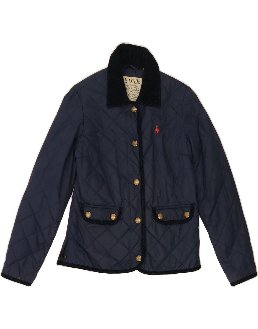 JACK WILLS Womens Quilted Jacket UK 8 Small Navy Blue Nylon Vintage Jack Wills and Second-Hand Jack Wills from Messina Hembry 