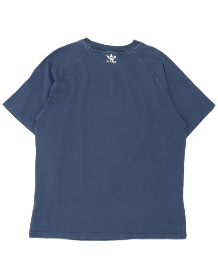 Adidas Grafisk T-shirt top mellemblå bomuld til mænd