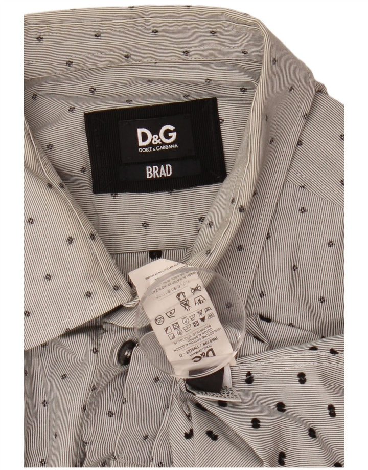 DOLCE & GABBANA BRAD-skjorte til mænd mellemgrå plettet bomuld