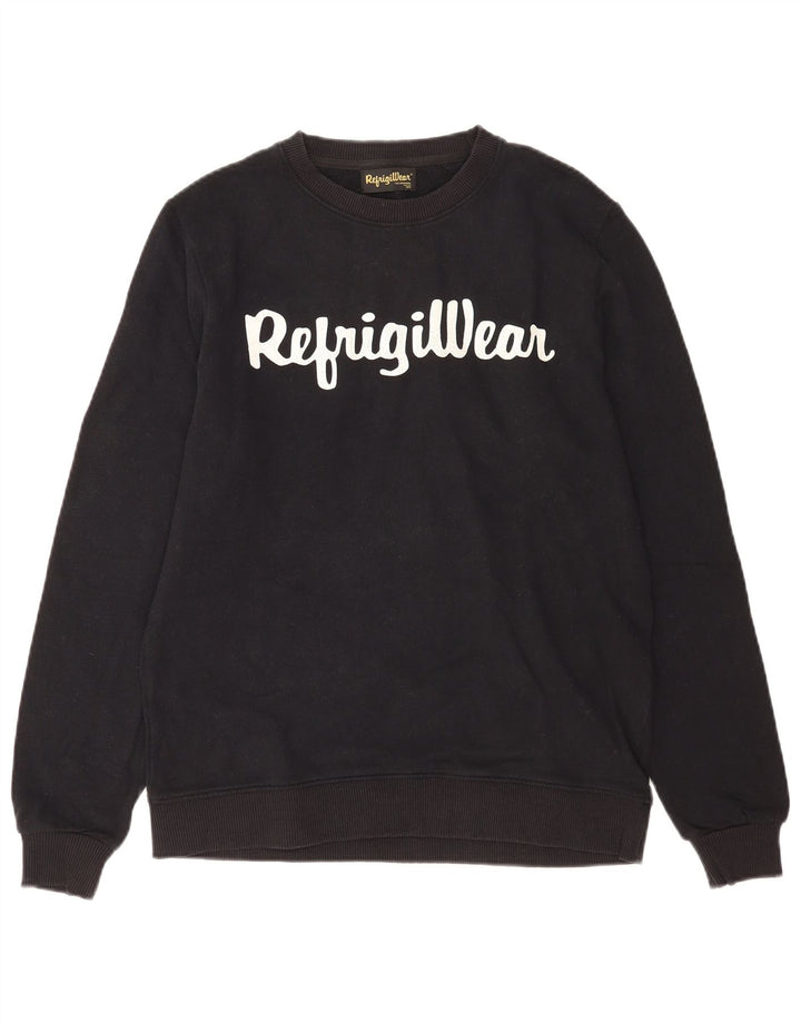 Refrigiwear Herre Grafisk Sweatshirt Jumper Large Sort Bomuld
