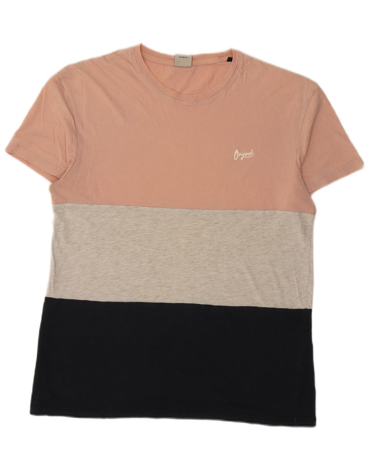 JACK & JONES Herre T-shirt Top Medium Flerfarvet Colourblock Bomuld