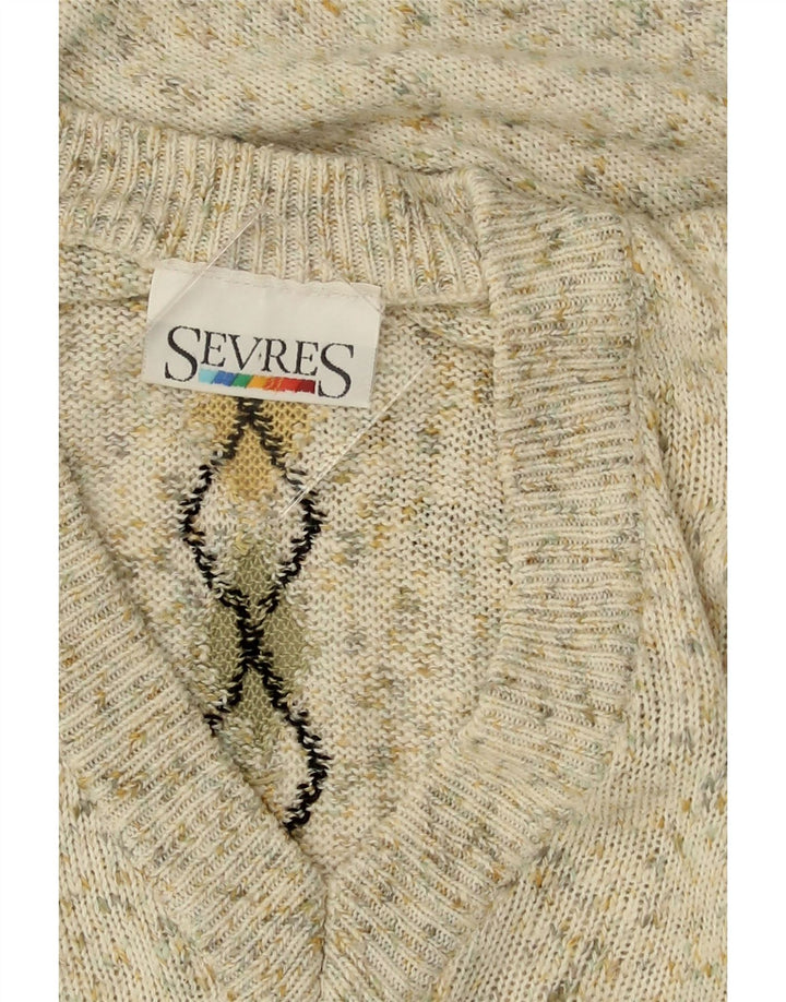 SEVRES Herre V-hals sweater IT 48 Medium Beige Argyle/Diamant Bomuld