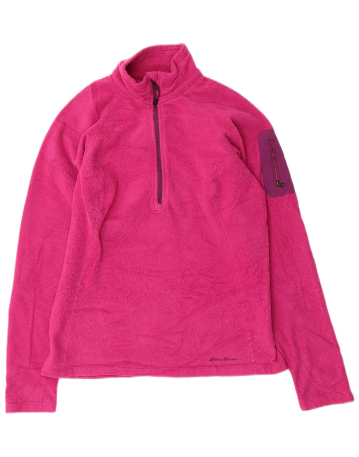 EDDIE BAUER Dame Polartec Zip Neck Fleece Jumper UK 10 Small Pink