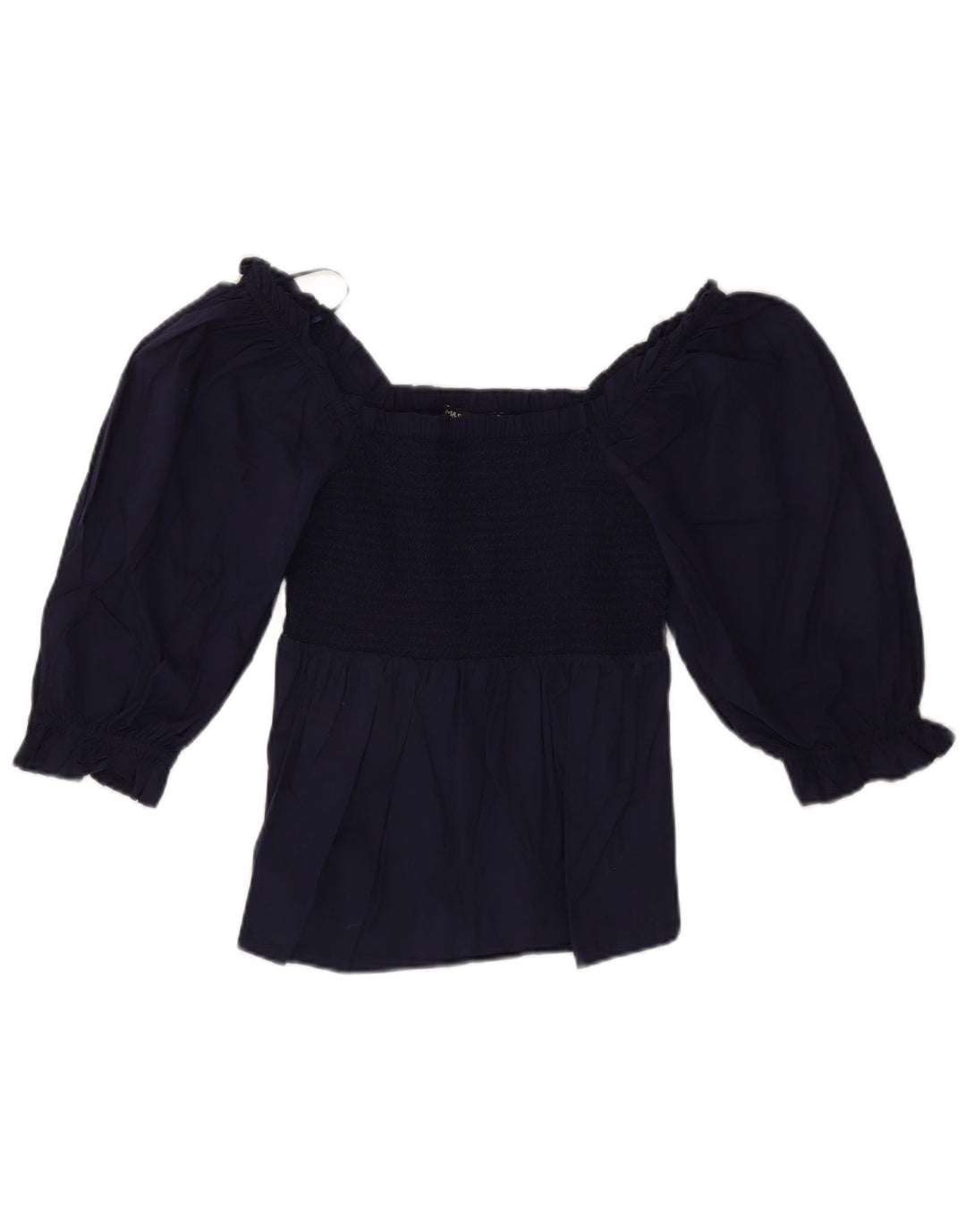 Marks & Spencer Dame Crop 3/4-ærmet bluse Top UK 8 Small Navy Blue