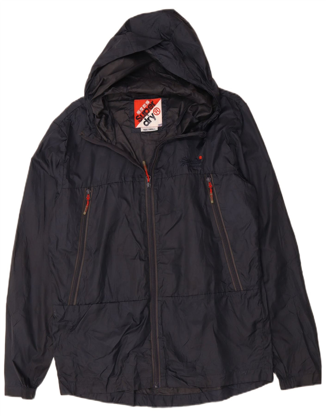 SUPERDRY Regnjakke med hætte til mænd UK 36 Small Navy Blue
