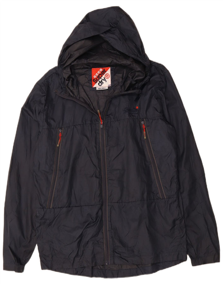 SUPERDRY Regnjakke med hætte til mænd UK 36 Small Navy Blue