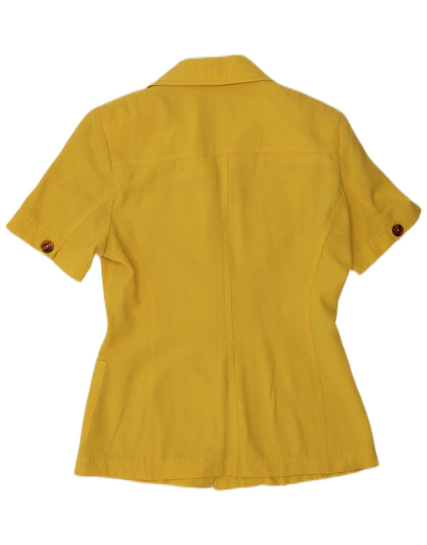 VINTAGE Womens 5 Button Short Sleeve Blazer Jacket IT 44 Medium Yellow