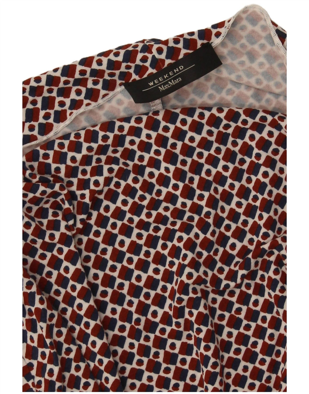 Max Mara Dame Weekend Bluse Top UK 12 Medium Rød Geometrisk