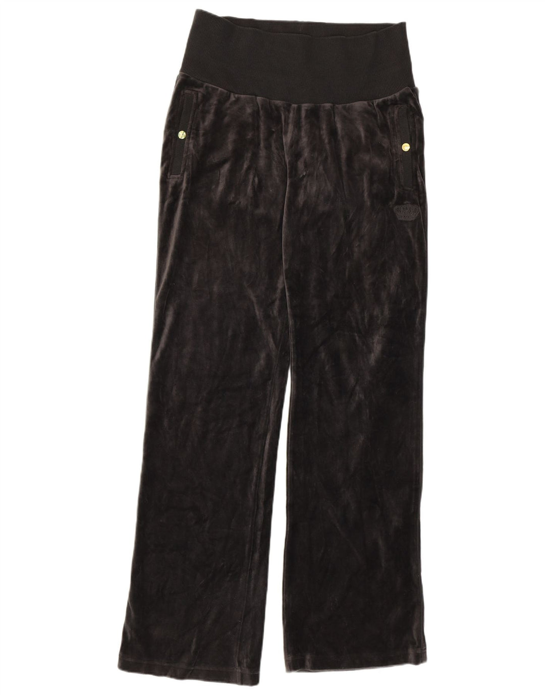 Adidas Dame Velour Træningsdragt Bukser UK 14 Stor Grå Bomuld