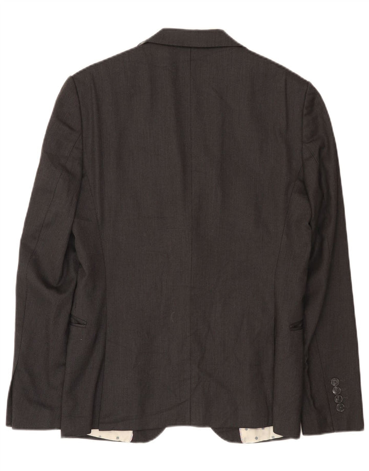Zara Herre 2-knaps blazerjakke EU 46 Lille grå polyester