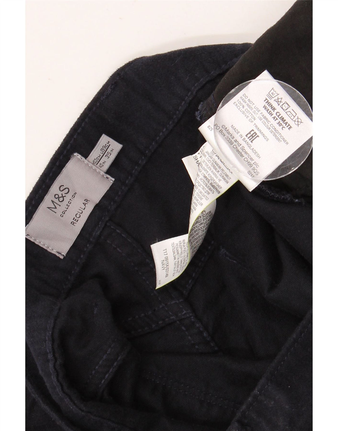 MARKS & SPENCER Herre Regular Fit Straight Jeans W40 L35 Marineblå Bomuld