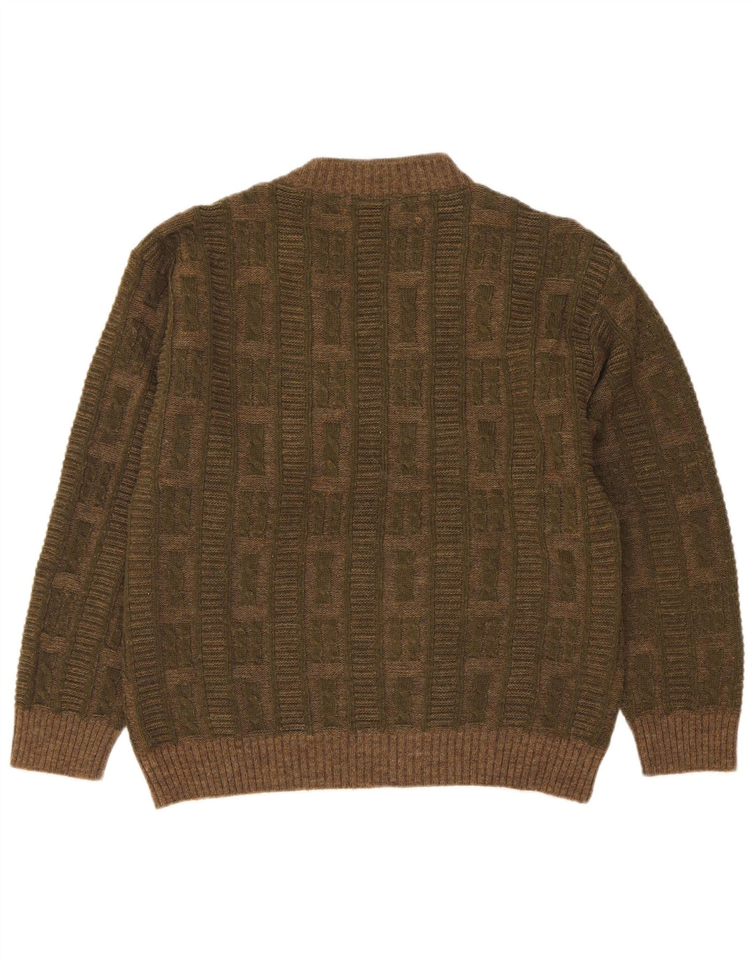 Dei Massimi Herre V-hals sweater IT 48 Medium Khaki Argyle/Diamond