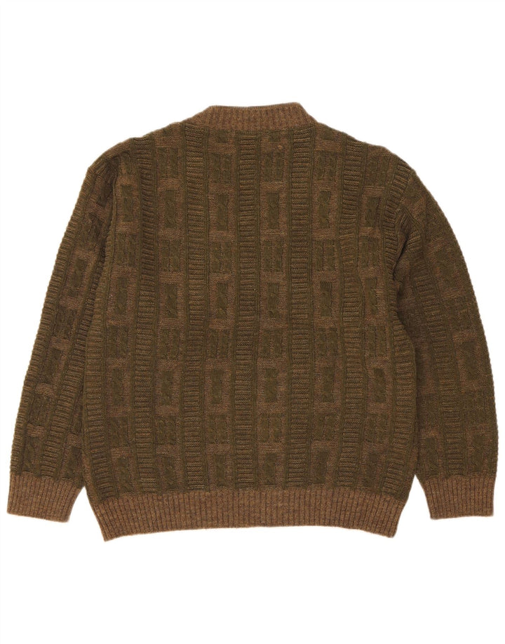 Dei Massimi Herre V-hals sweater IT 48 Medium Khaki Argyle/Diamond