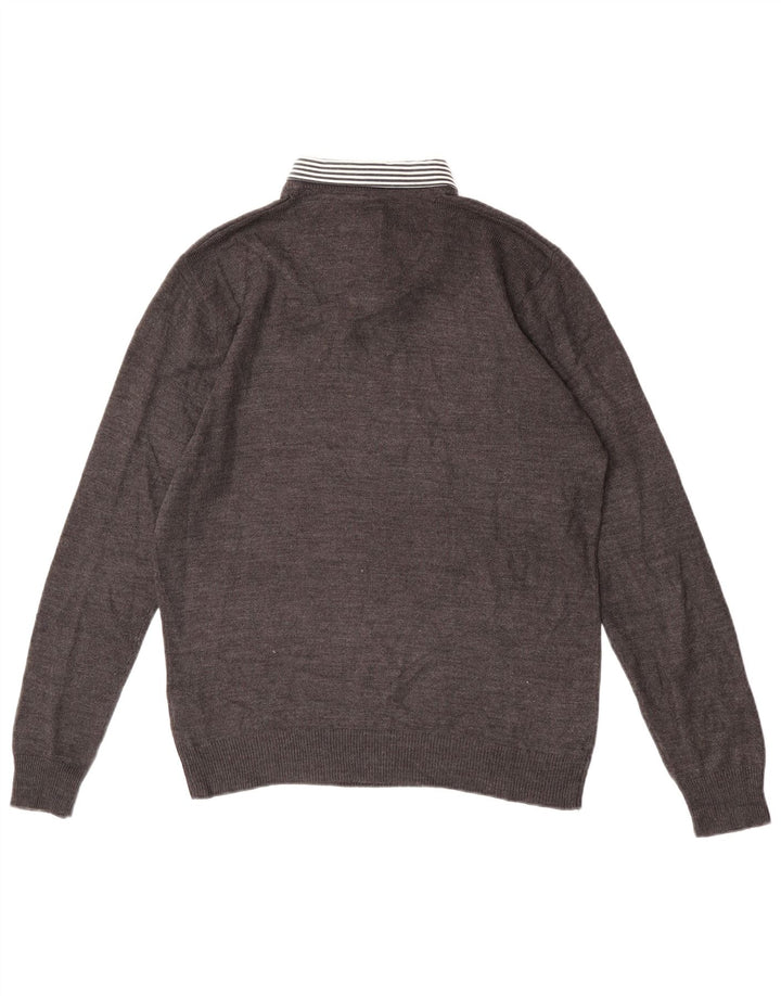 Pierre Cardin Herre Polo Neck Jumper Sweater Lille Grå Akryl