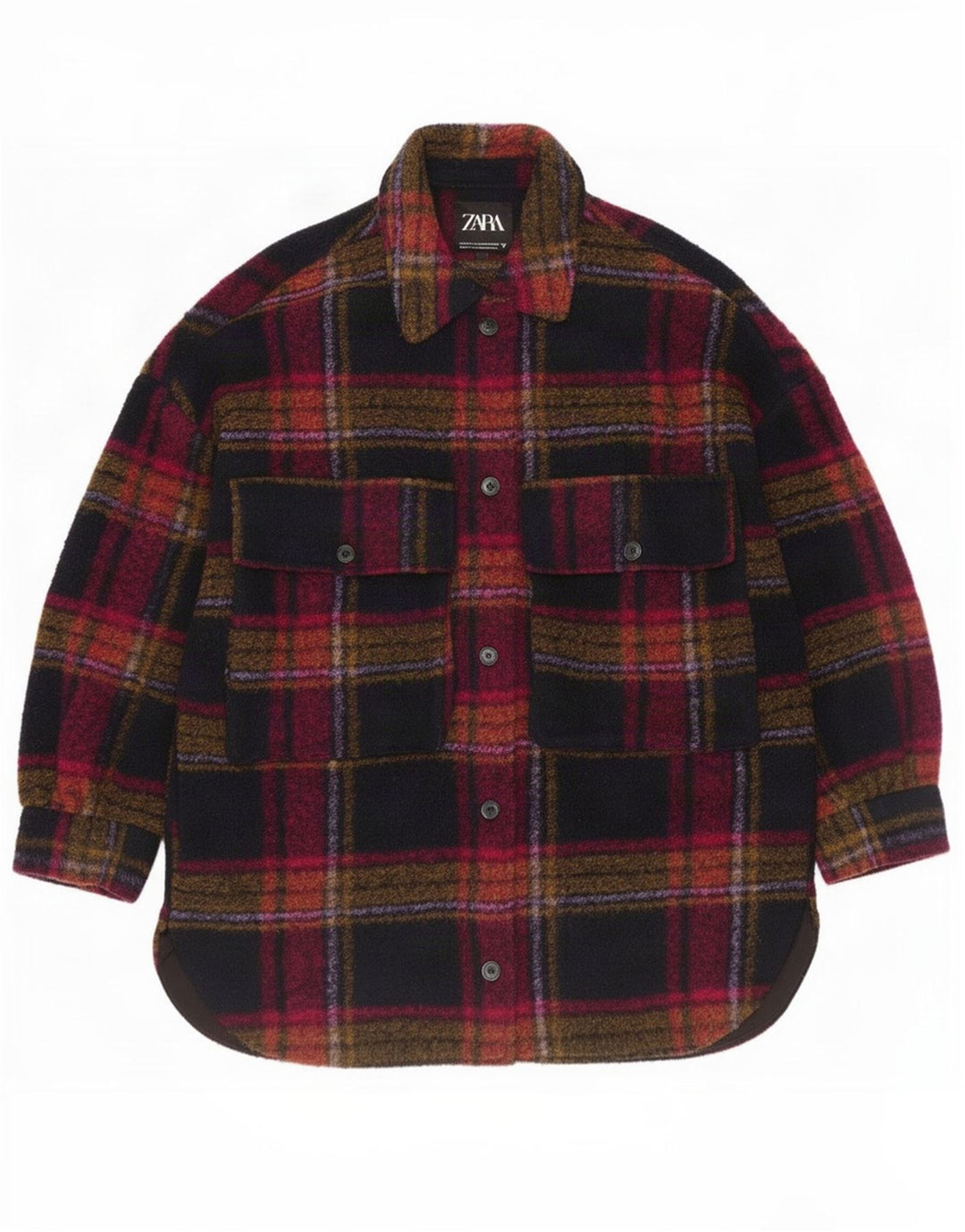Zara Dame Oversized Shacket Jacket UK 14 Medium Multicolored Check