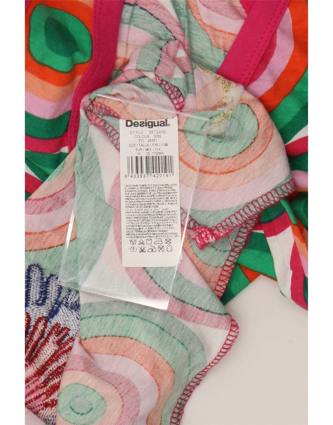Desigual Kvinders Grafisk Vest Top UK 12 Medium Flerfarvet Geometrisk