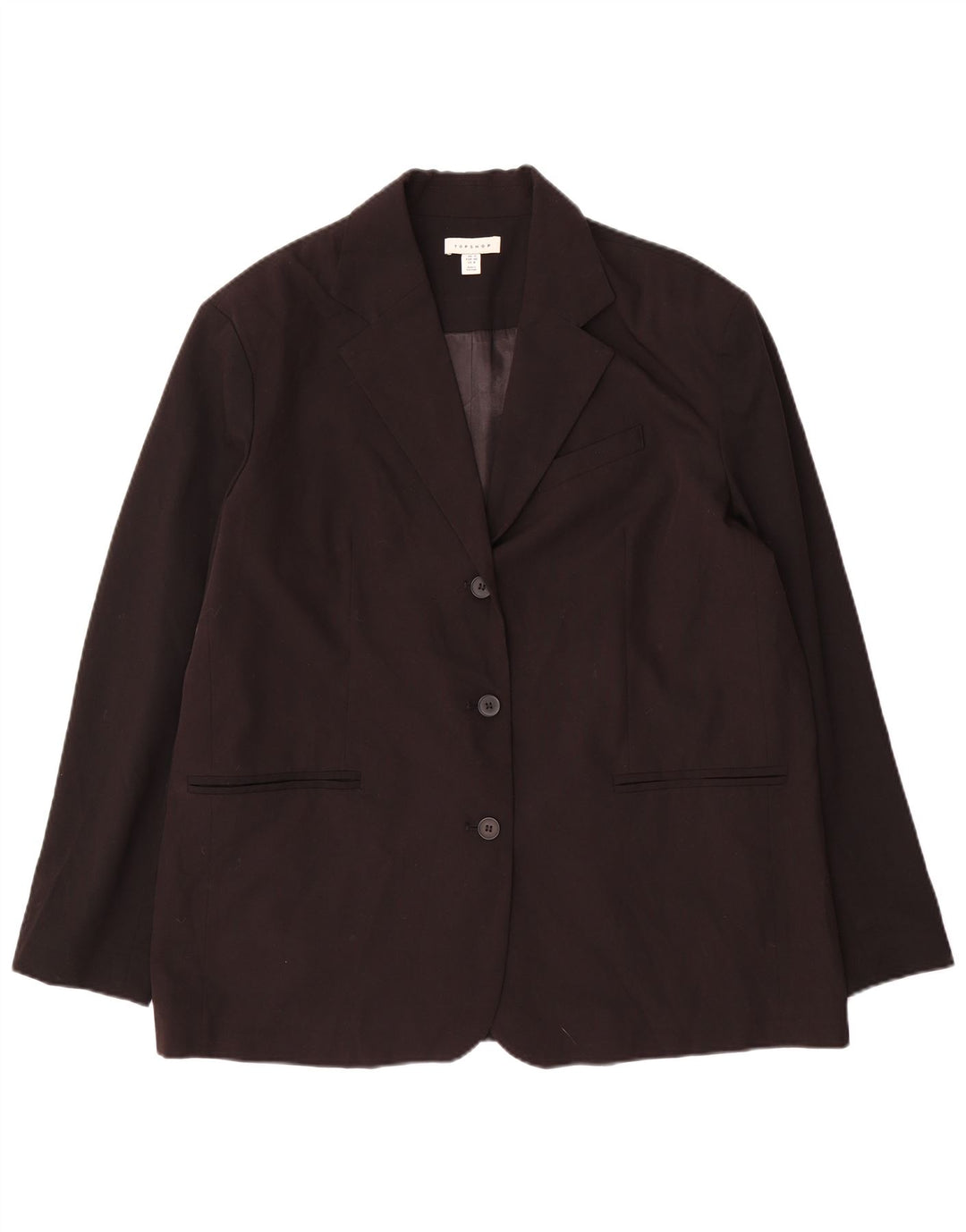 Topshop Dame 3 Knapper Oversized Blazer Jacket UK 12 Medium Sort