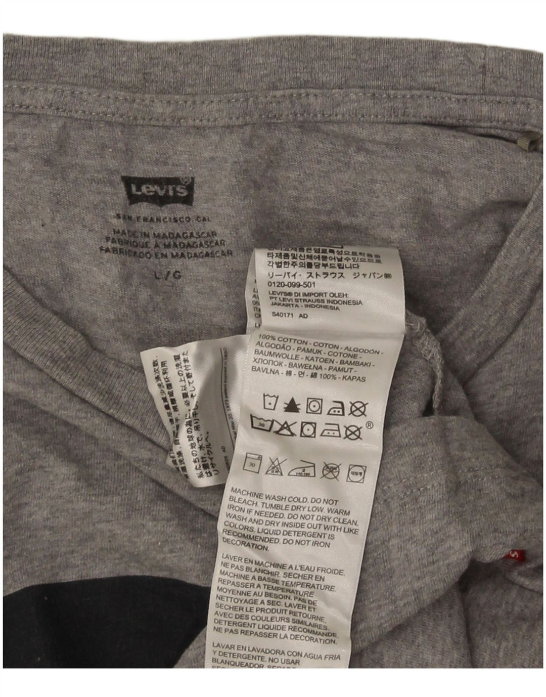 Levi's Herre grafisk T-shirt Top Stor grå flækket bomuld