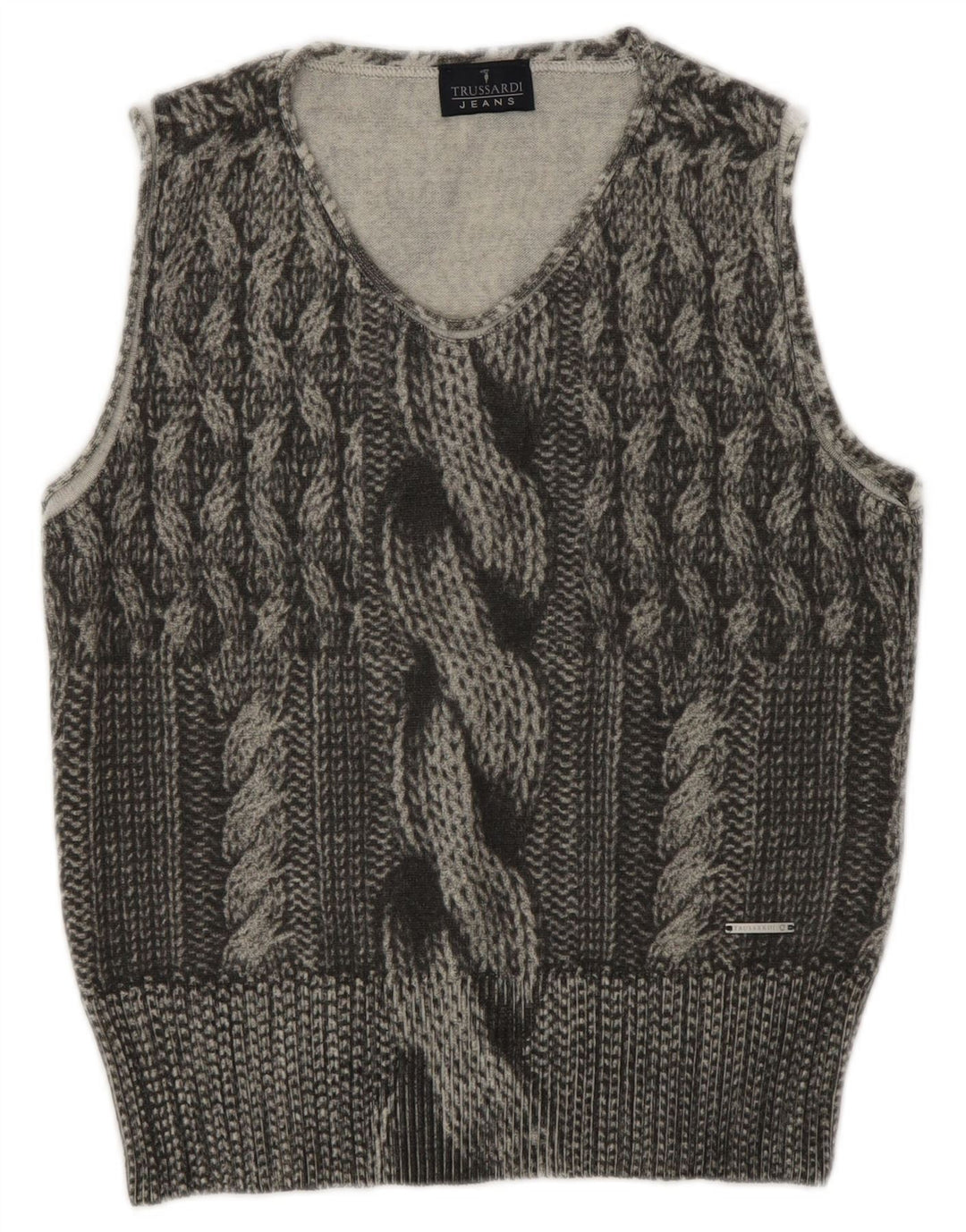 Trussardi Jeans Dame Vest Tank Top UK 12 Medium Grå Uld