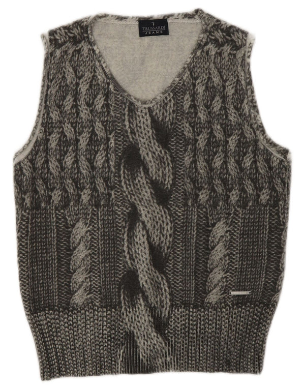 Trussardi Jeans Dame Vest Tank Top UK 12 Medium Grå Uld