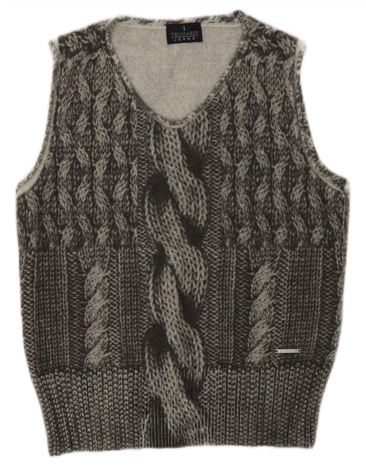 Trussardi Jeans Dame Vest Tank Top UK 12 Medium Grå Uld