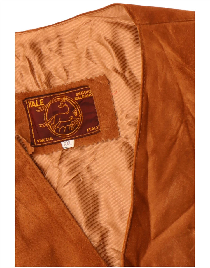 Vintage dame ruskind vest UK 20 2XL brunt læder