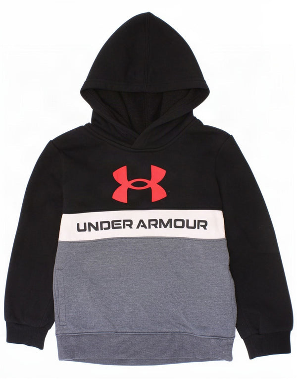Under Armour Boys grafisk hættetrøje 5-6 år Sort Colourblock Bomuld