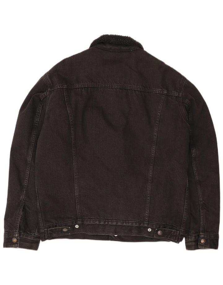 Levi's Herre Denim Sherpa Jacket UK 38 Medium Sort Bomuld