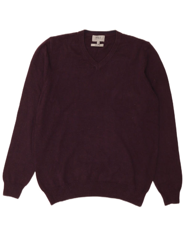 Marks & Spencer Herre V-hals sweater Medium Lilla Bomuld