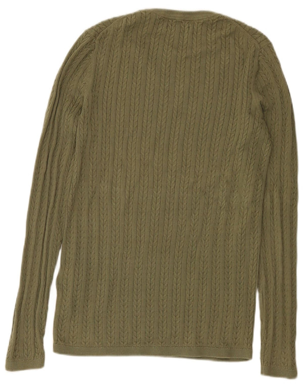Tommy Hilfiger Dame Jumper Sweater UK 12 Medium Khaki Bomuld