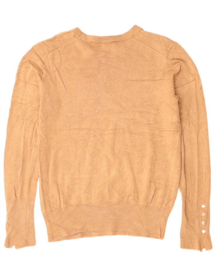 ZARA Dame Boat Neck Jumper Sweater UK 12 Medium Brown Viscose