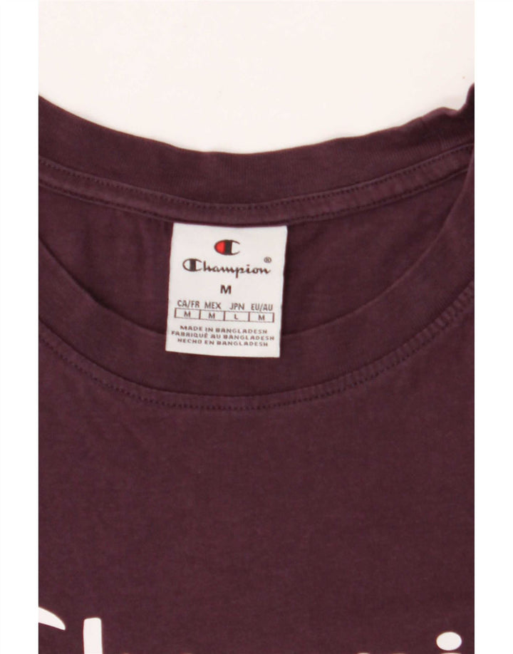 Champion Dame Grafisk T-Shirt Top UK 14 Medium Burgundy
