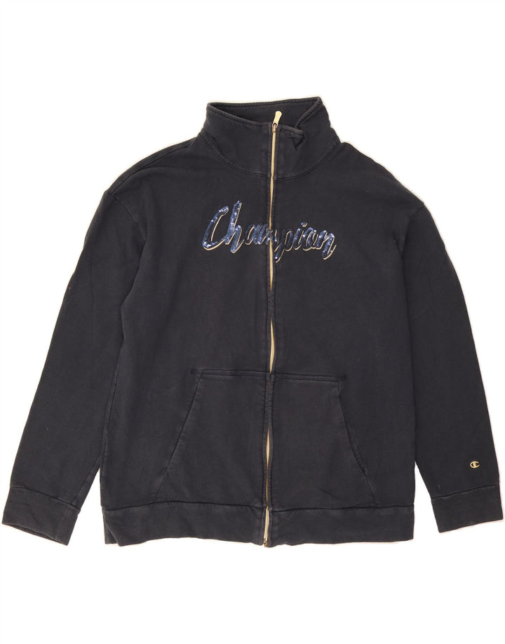 CHAMPION Womens Easy Fit Tracksuit Top Jacket UK 16 Large Navy Blue Vintage Champion and Second-Hand Champion from Messina Hembry 