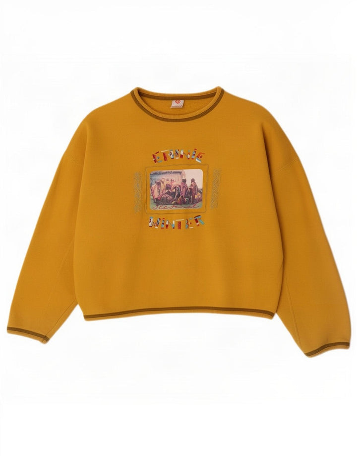 Stefanel Dame Grafisk Oversized Sweatshirt Jumper UK 14 Medium Gul