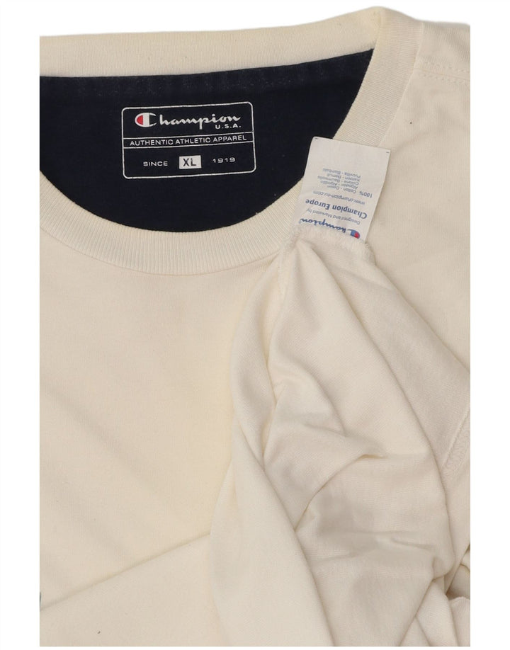 CHAMPION Herre Grafisk T-Shirt Top XL Hvid Bomuld
