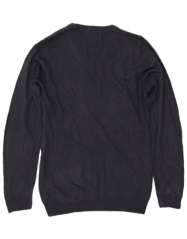 MARKS & SPENCER Dame V-hals sweater UK 10 Small Navy Blue Akryl