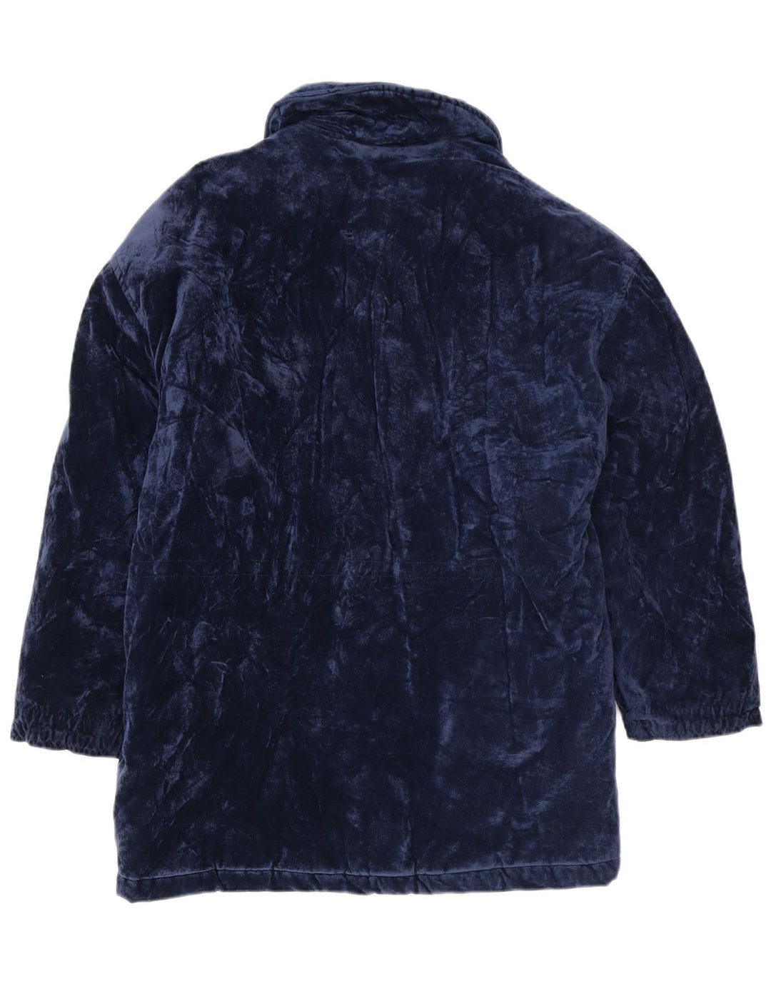 Vintage Dame Oversized Velvet Windbreaker Coat UK 14 Medium Navy Blue