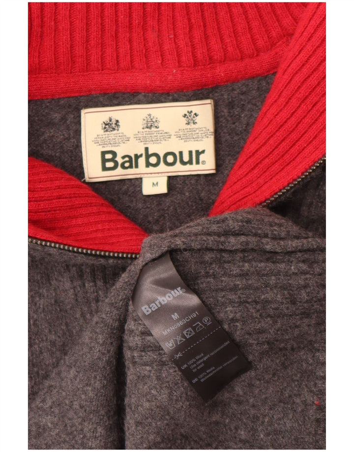Barbour Herre Loose Fit Zip Neck Jumper Sweater Medium Grey Uld
