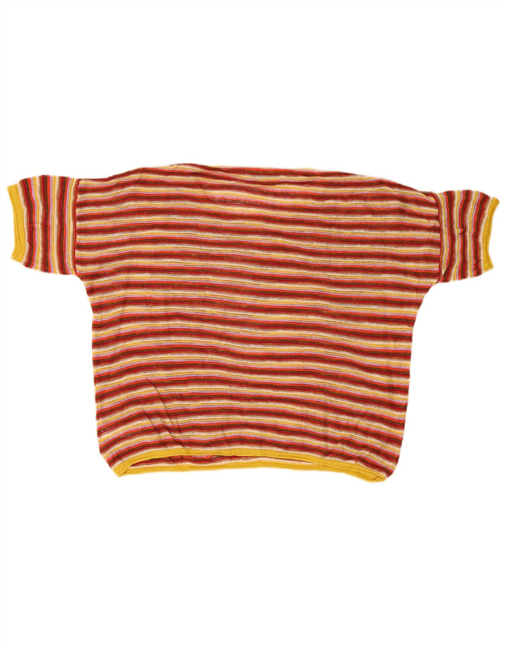 Benetton Womens Oversized Boat Neck Jumper Sweater UK 10 Small Multicoloure