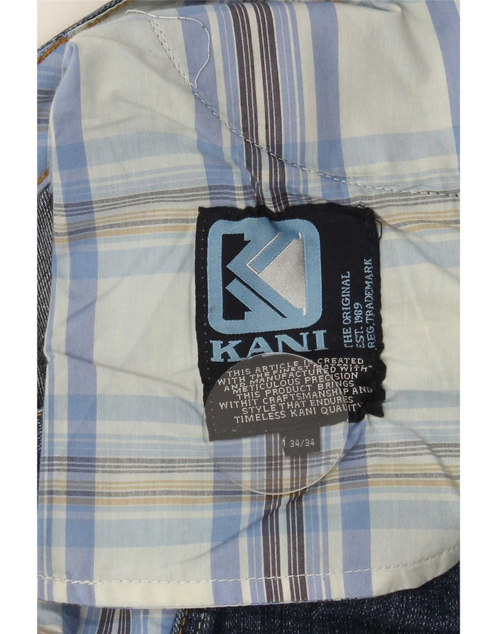 Karl Kani Herre Distressed Straight Jeans W34 L34 blå ternet bomuld