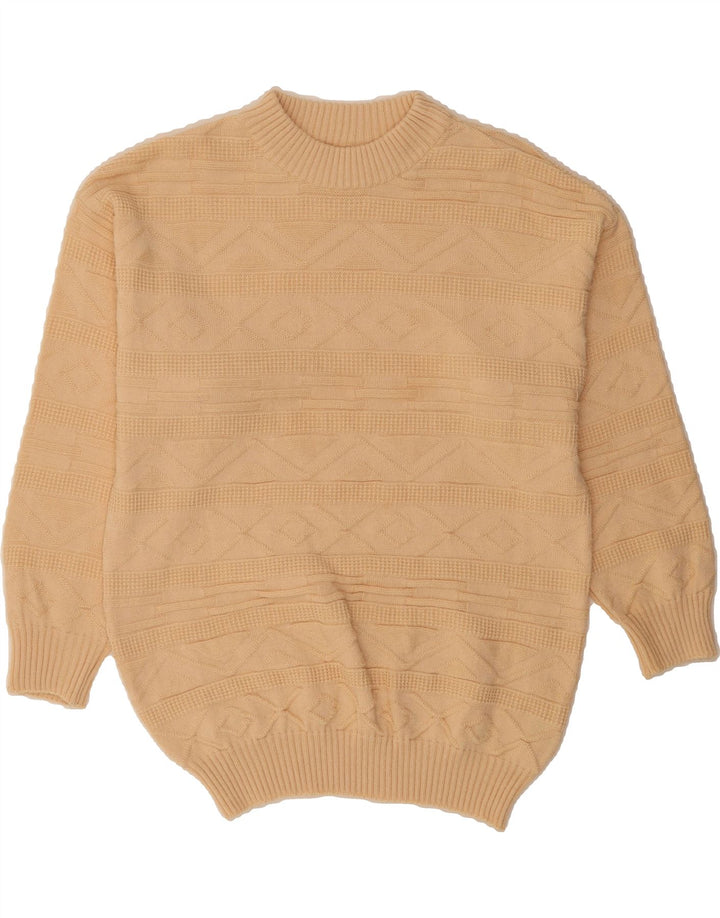 C&A Womens Crew Neck Jumper Sweater UK 10/12 Small Beige Geometric Vintage C&A and Second-Hand C&A from Messina Hembry 